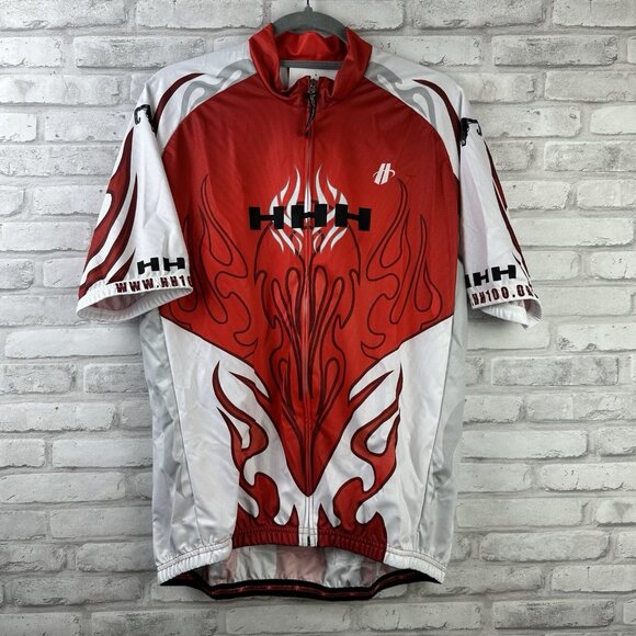 Hincapie Hotter N Hell Hundred 2013 Cycling Jersey 2XL Full Zip Flames NEW - Picture 1 of 3